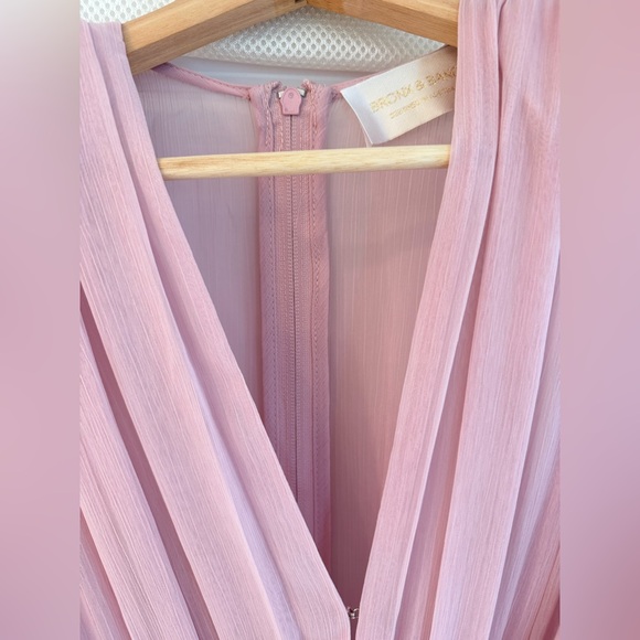 NWOT BRONX AND BANCO Geisha Pink Maxi Dress Elegant Feathered Gown - Picture 8 of 15